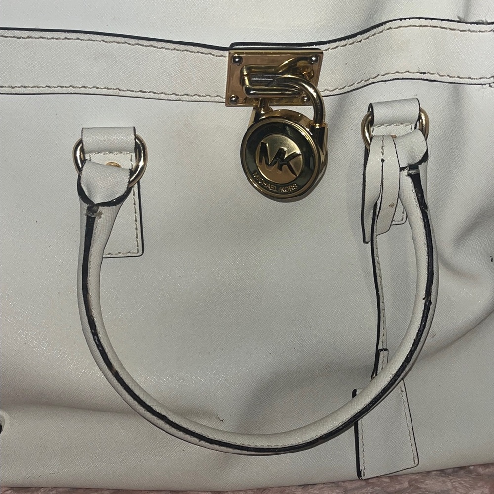 Michael Kors Cream Satchel with Gold Accents